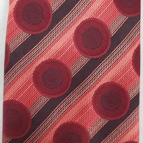 Concepts by Claiborne Silk Necktie Red Polka Dot Black Stripes Pattern Designer - Picture 2 of 8